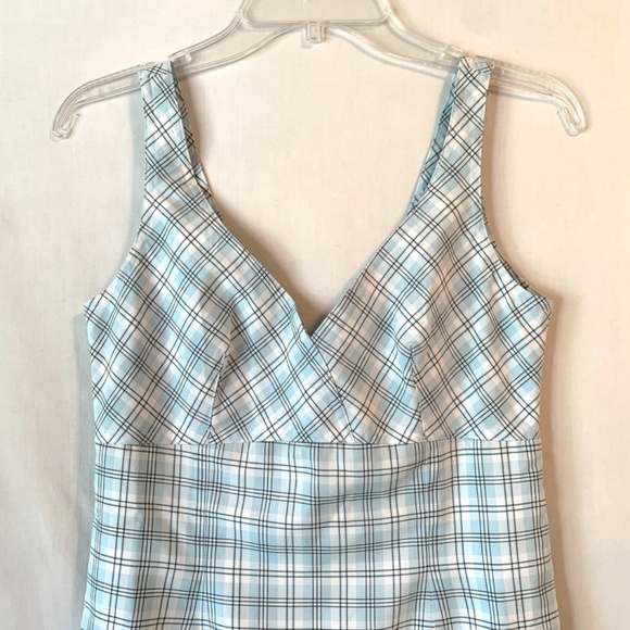 Oasis Blue Plaid Sleeveless Lined Dress Size XS - Picture 2 of 7